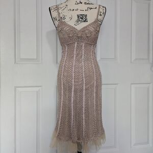 Sue Wong Crochet Dress Gold Small